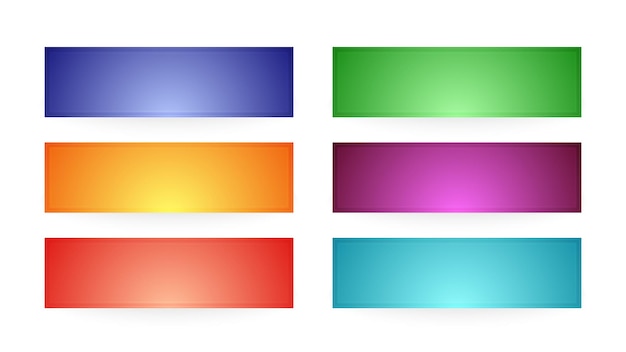 Botones de interfaz de colores. Conjunto de seis botones web abstractos modernos. Ilustración vectorial