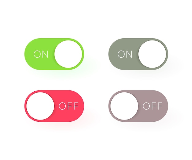 Botones de interruptor de encendido y apagado Dispositivos modernos Interfaz de usuario Diseño gráfico vectorial