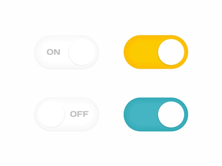 Vector botones de interruptor de encendido y apagado ilustración de vector de estilo plano moderno