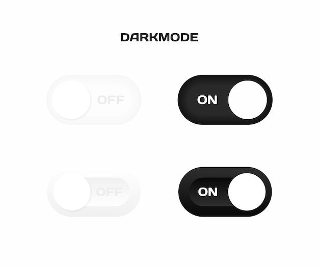 Botones de interruptor de encendido y apagado Modo oscuro y claro del teléfono Ilustración de vector de estilo plano moderno