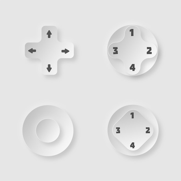 Botones para juego de interfaz de usuario con estilo minimalista.