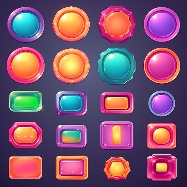 Vector botones de juego para juegos ui y ux