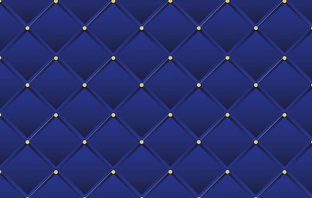Botones de oro azul real terciopelo tapicería de lujo vintage con botones dorados fondo sin costuras