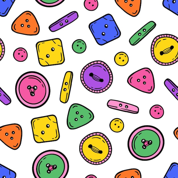 Botones de patrón Costura costura tejer garabato multicolor Hecho a mano Ilustración vectorial