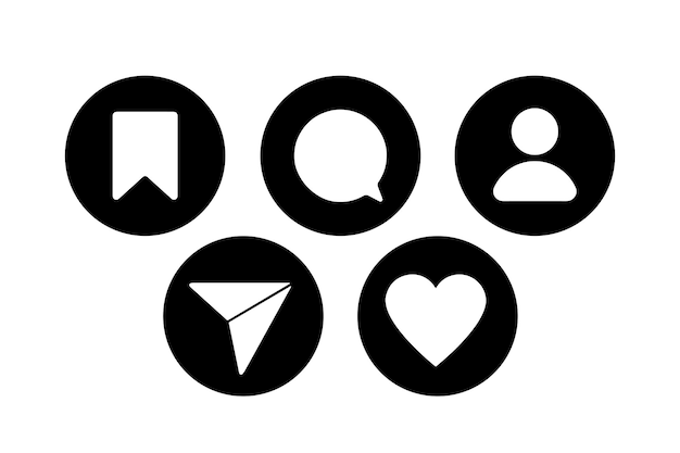 botones de redes sociales en blanco y negro conjunto de diseño vector Instagram icono conjunto de diseño símbolo