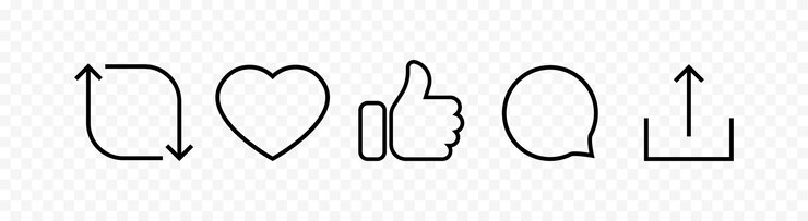 Botones de redes sociales Diseño de interfaz de usuario Estilo lineal Iconos vectoriales