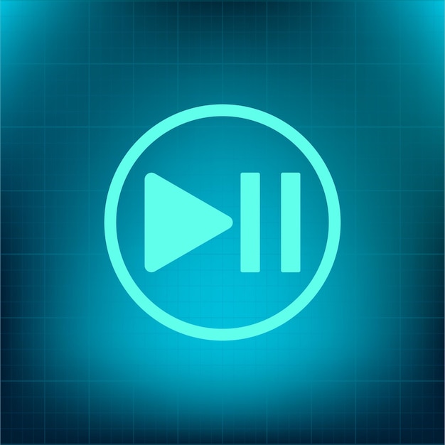 Los botones del reproductor de medios de reproducción se detienen, se rebobinan, se pausan, el símbolo del reproductor es el icono del vector.