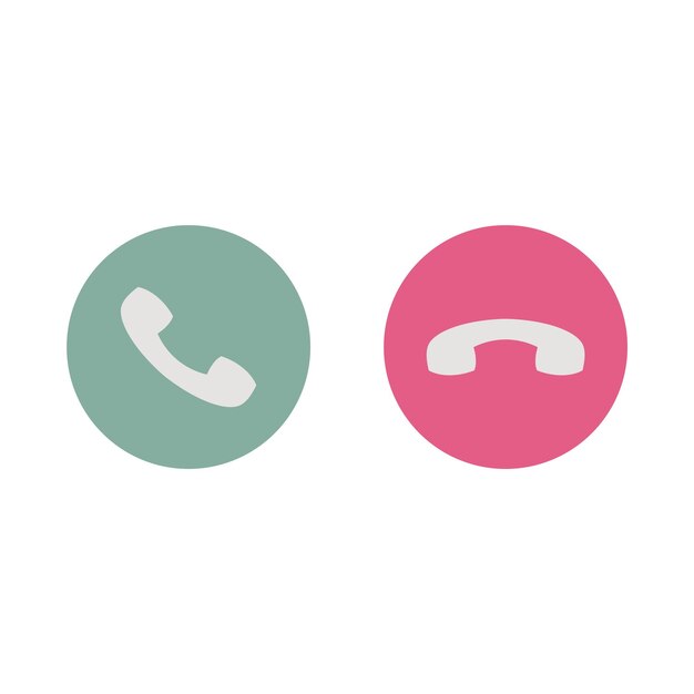 Vector botones de respuesta y rechazo de llamada telefónica llamada telefónica icono rojo y verde ilustración vectorial aislada en diseño plano de fondo blanco