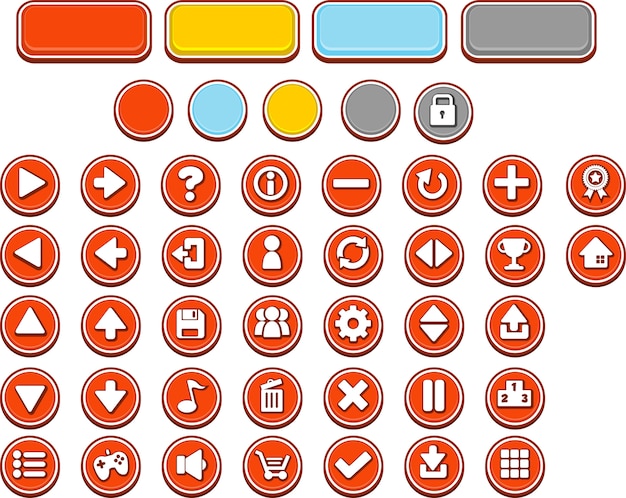 Vector botones rojos del juego