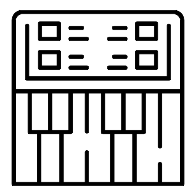 Los botones del sintetizador del icono del contorno del vector de la música Dj instrumento de audio