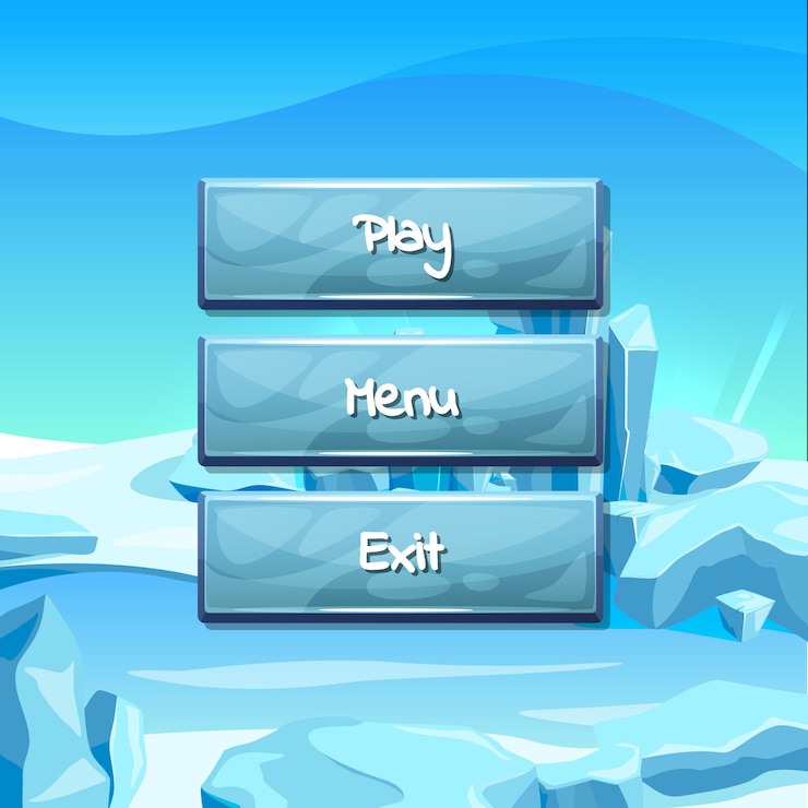 Vector botones con texto para juego.
