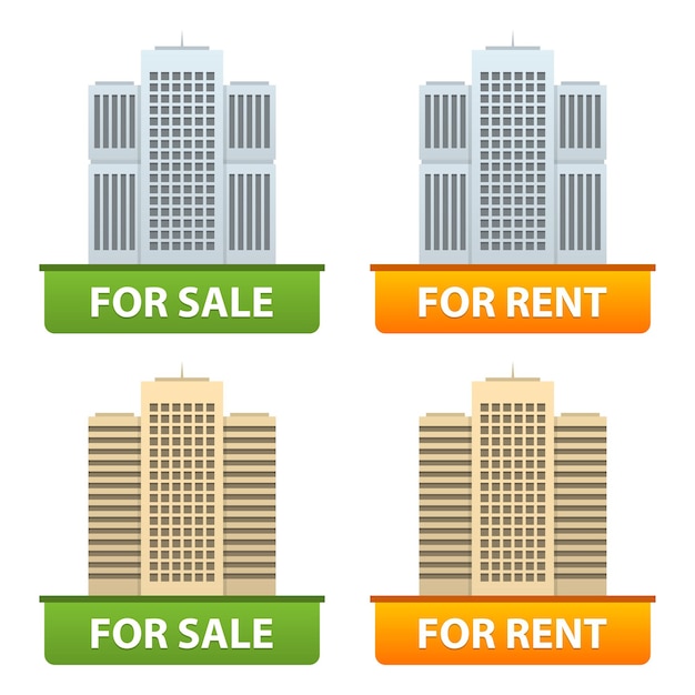 Botones venta y alquiler de apartamentos en ciudad, formato eps 10