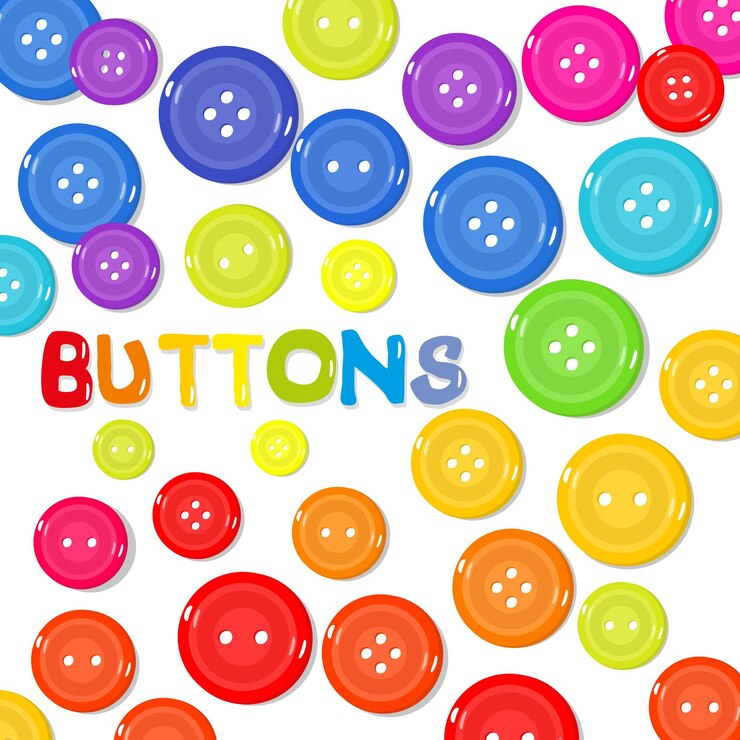 Vector botones vibrantes en una variedad de colores esparcidos en blanco