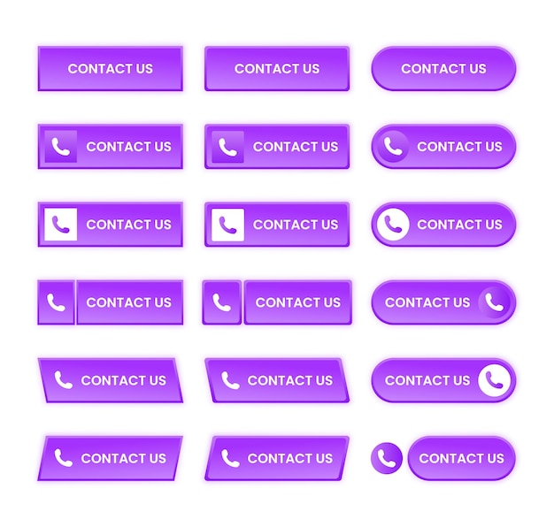 Botones web 3D en diferentes estilos vector gratuito