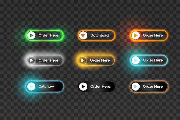 Vector botones web brillantes en diferentes colores