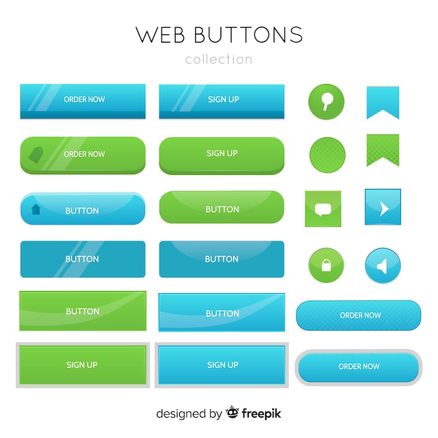 Vector botones web en estilo gradiente