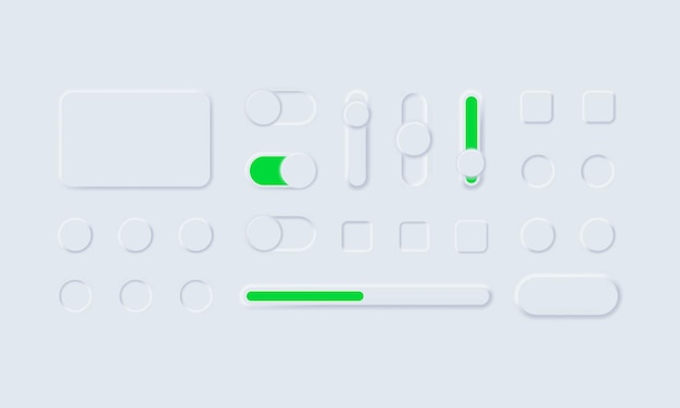 Botones web de interfaz de usuario blanca neumorphic ui ux y controles deslizantes ui