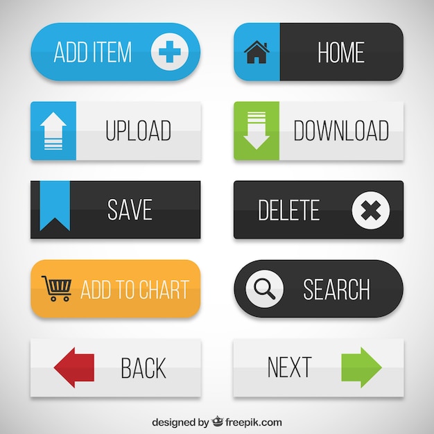 Vector botones de web planos