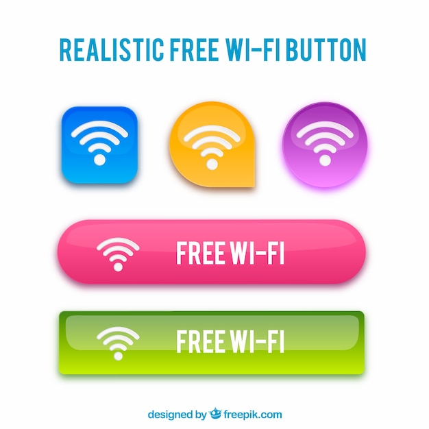 Vector botones wifi realistas con variedad de colores