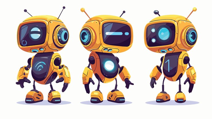 Vector bots profesionales mascota chatbot personajes de servicio para asistencia personal