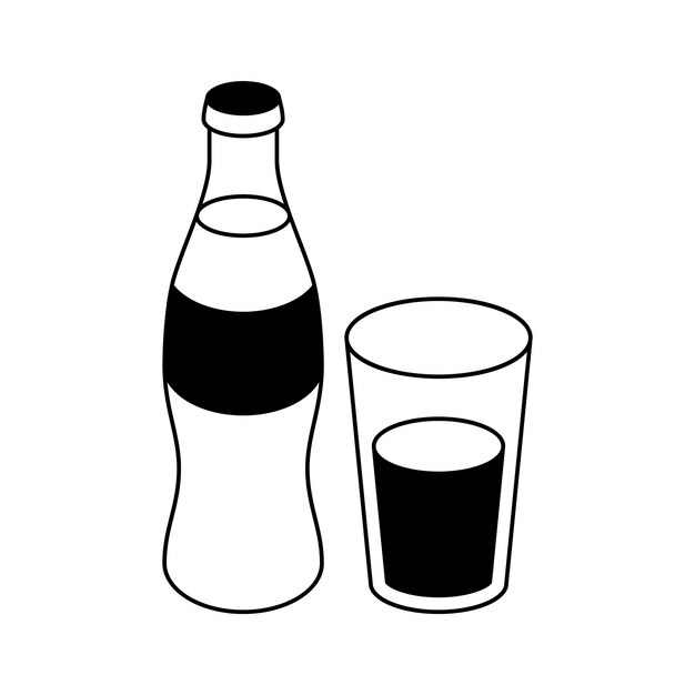 Bottle de refrescos y bebidas gaseosas con diseño vectorial de vidrio