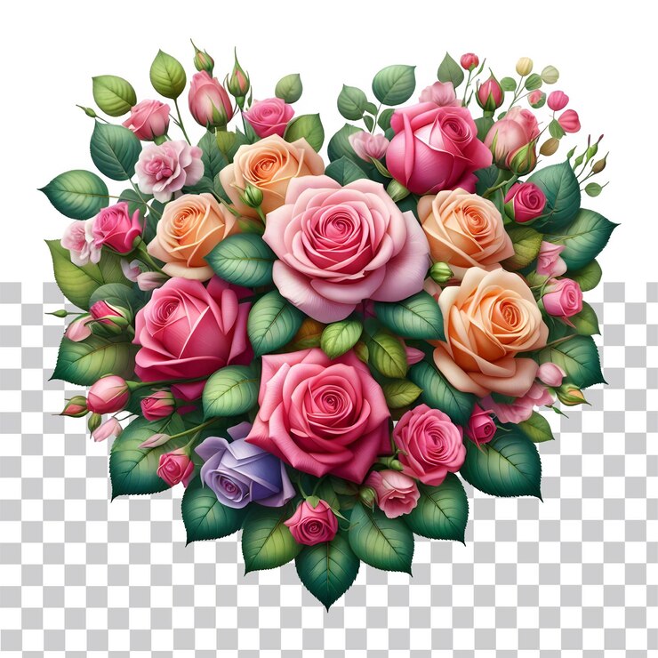 El bouquet de flores del corazón del amor con arreglo