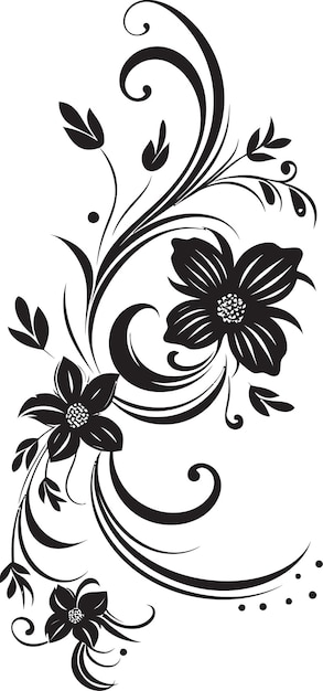 Vector bouquet noir orgánico emblema dibujado a mano botánico noir artístico diseño de íconos negros