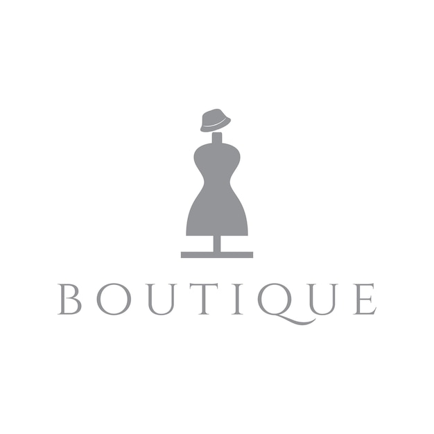 Vector boutique vestido maniquí con sombrero logotipo diseño vector gráfico símbolo icono signo ilustración creativa