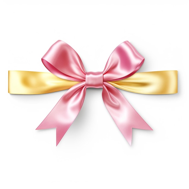 Vector a bow with a pink ribbon on it is tied with a gold ribbon