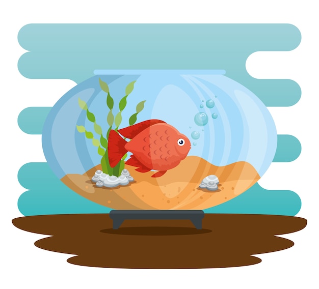 Vector bowl acuario con pescado