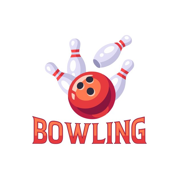 Bowling Club Sport Badge Logo en diseño plano aislado sobre fondo blanco