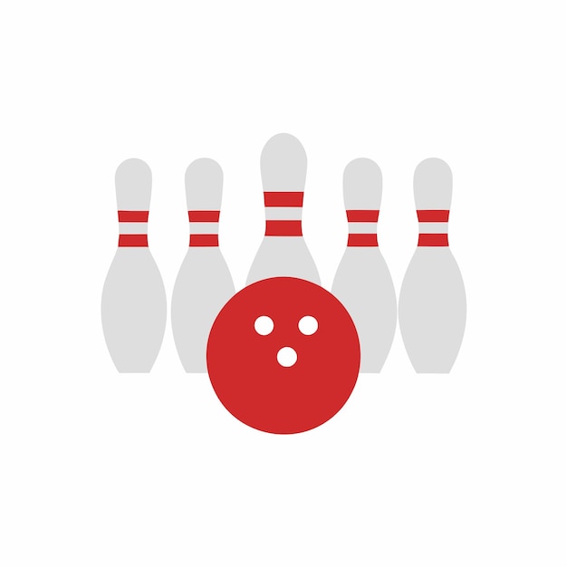 Bowling en estilo plano sobre un fondo blanco aislado 11
