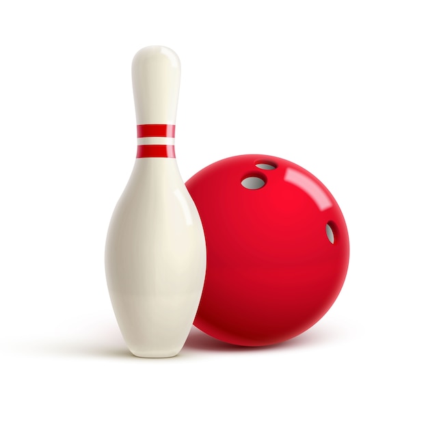 Bowling tema realista editable vector sobre fondo blanco