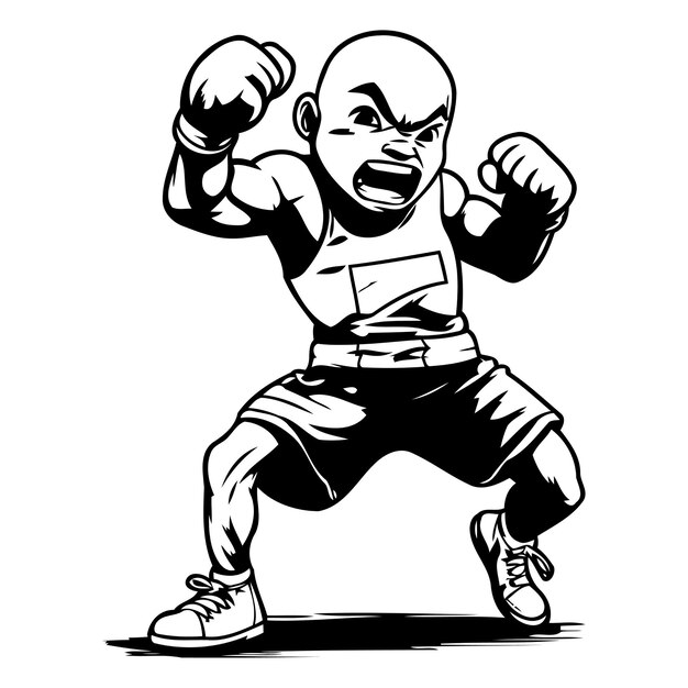 Vector boxeador afroamericano en acción ilustración vectorial de un boxeador