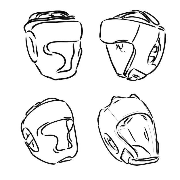 Boxeador casco dibujo icono vector dibujado a mano doodle azul línea arte boxeador casco signo aislado símbolo il