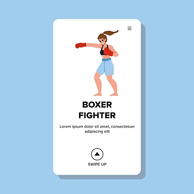 Boxeador, luchador, mujer, vector