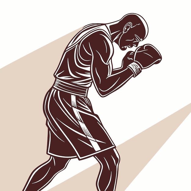 El boxeador en silueta