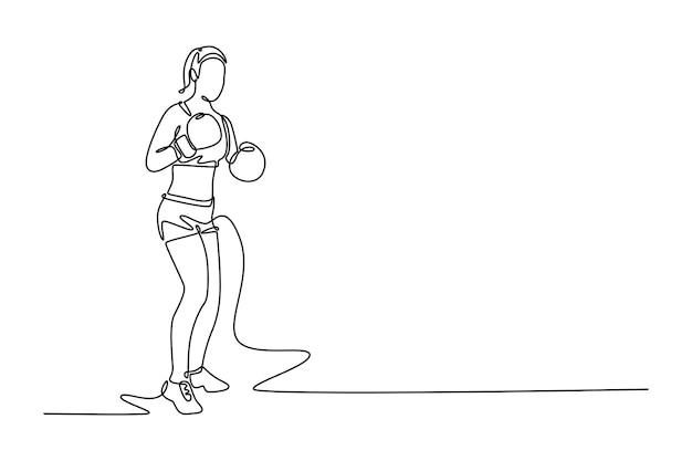una boxeadora dura posando en una postura de boxeo