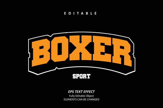 Boxer sport emblem efecto de texto