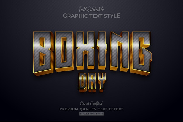 Boxing Day Silver Gold Efecto de estilo de texto editable Premium