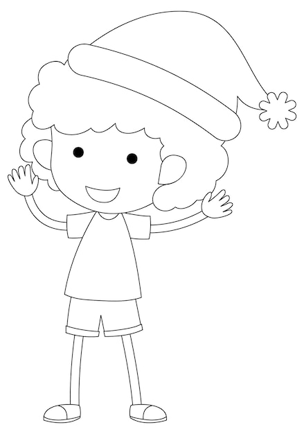 Vector boy doodle esquema para colorear