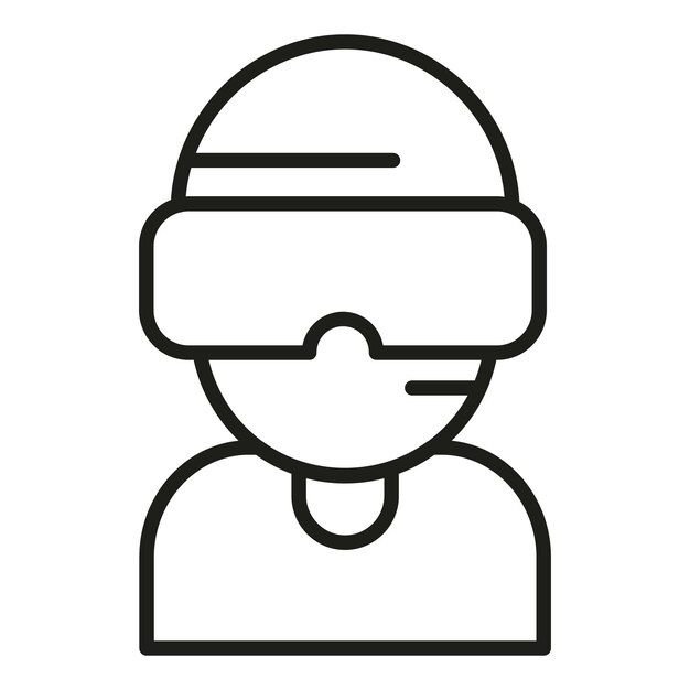 Boy vr auriculares icono de juego contorno vector realidad aumentada pantalla digital