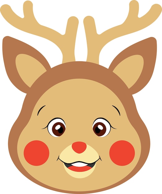 Bozal cara de ciervo bebé de Navidad en estilo de dibujos animados aislado