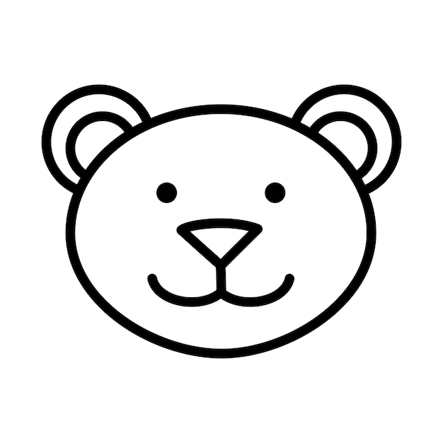 Bozal de cara de oso Estilo Doodle Personaje dibujado a mano Ilustración de cabeza de animal