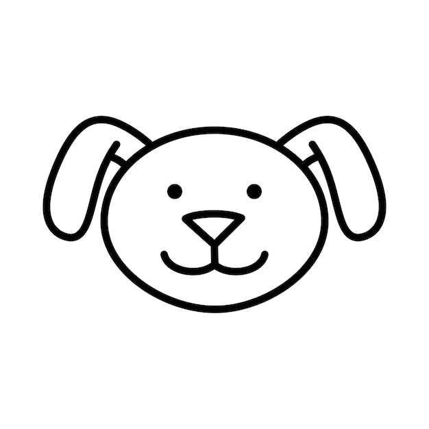 Bozal de cara de perro Estilo Doodle Personaje dibujado a mano Ilustración de cabeza de animal