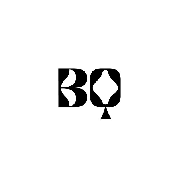 BQ Monogram Logo Design letra texto nombre símbolo monocromo logotipo alfabeto carácter simple logo