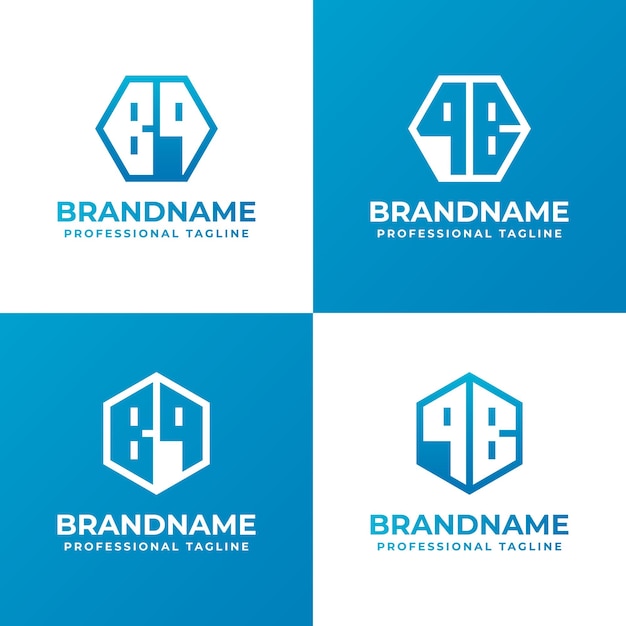 BQ y QB Hexagon Letters Logo Set adecuado para negocios con las iniciales BQ o QB