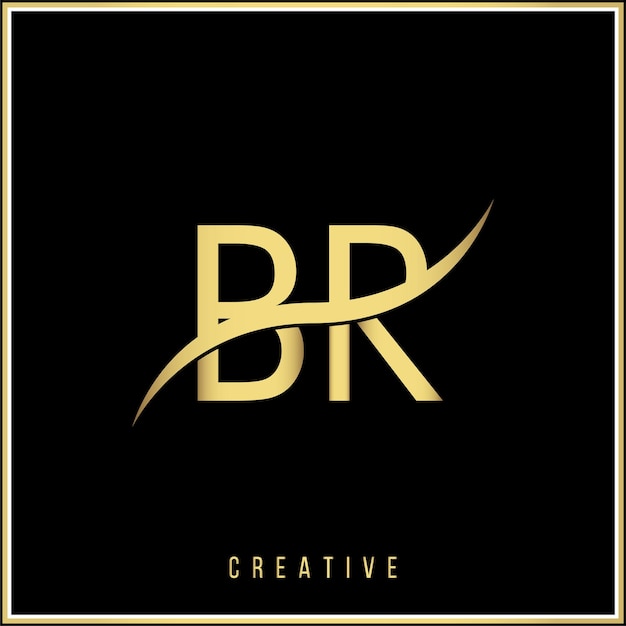 BR Creative Golden Premium Vector Latter Diseño de logotipo Diseño de Logotipo de oro creativo Diseño moderno