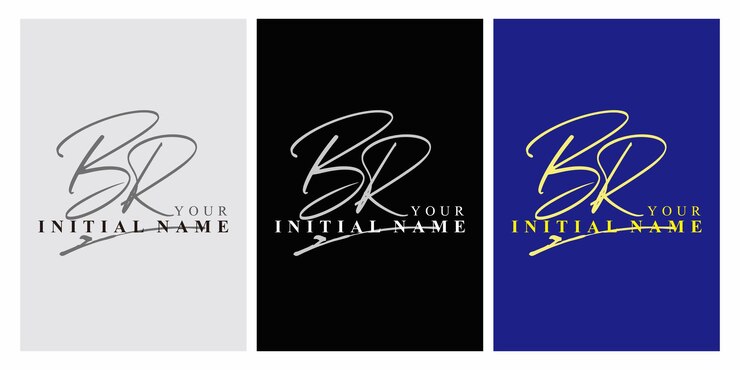Vector br r escritura a mano inicial br escritura a mano inicial firma plantilla de logotipo letras a mano vectoriales