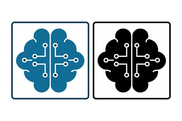 Brain digital Icon Icon related to Technology Suitable for web site design app UI user interfaces Solid icon style Simple vector design editable